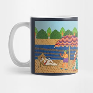 Indian folk art phad painting with modern fusion, Summer beach theme Mug